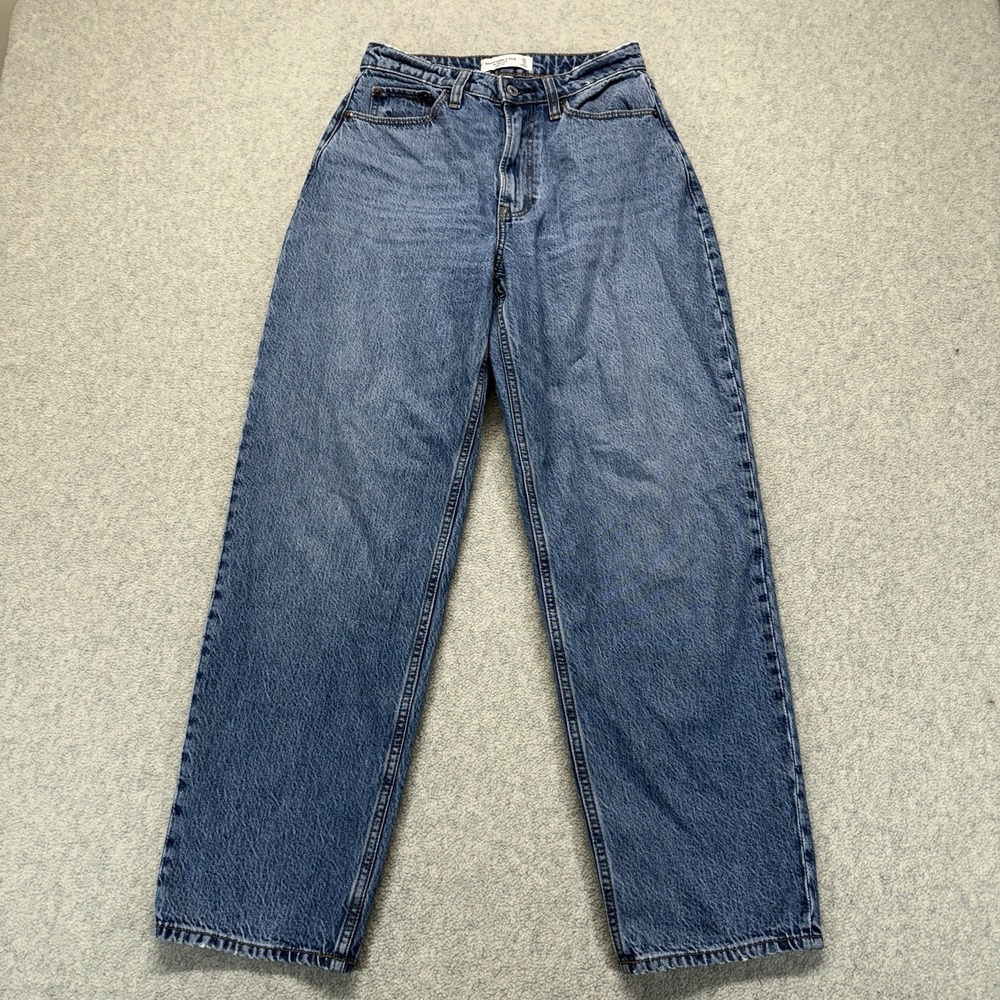 Abercrombie & Fitch Curve Love Taper High Rise Jeans Womens 25 Blue